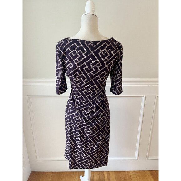 Connected Apparel Geometric Print Dress Size 6 Polyester Spandex - Picture 3 of 5